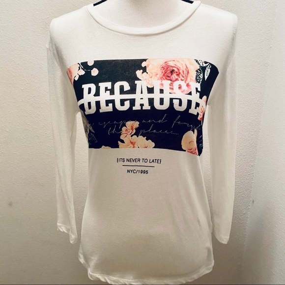 Forever 21 White BECAUSE ITS NEVER TO LATE Tee New - Picture 3 of 15